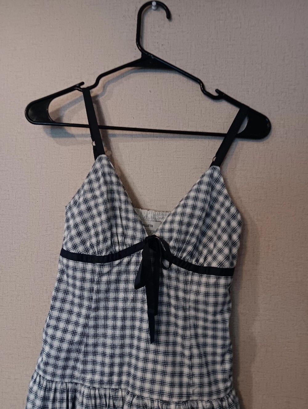 Hollister White Black Plaid Mini Dress Women  Sz S - Picture 4 of 6